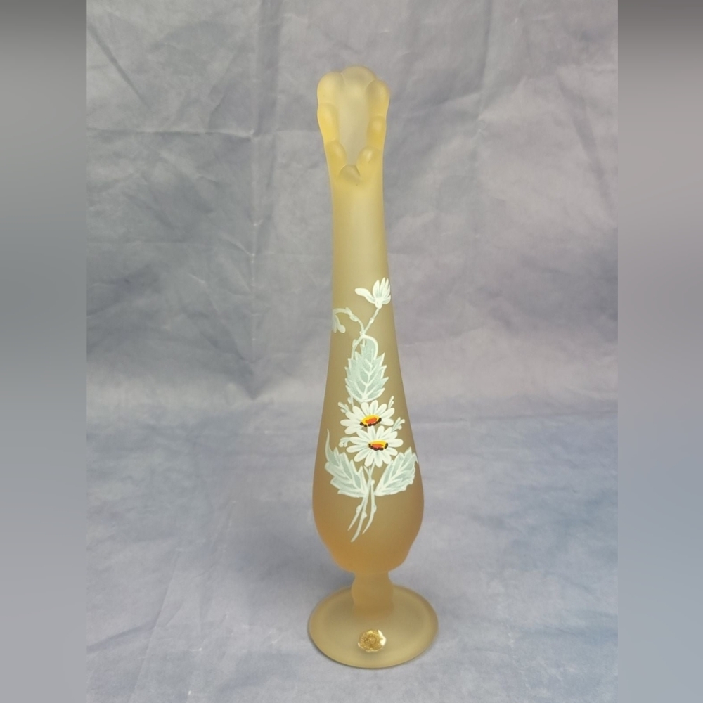 Vintage Westmorland Authentic 10 inch Skinny Vase with Floral Pattern, bud vase
